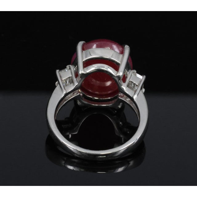 Late 20th Century 14.26 Natural Double Star Ruby & 0.38ct Diamond Platinum Ring Size 5.75 For Sale - Image 11 of 11