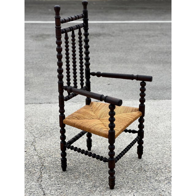 Bobbin Armchair in Stained Beech, 1930 For Sale - Image 9 of 9