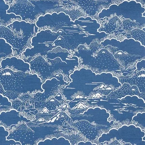 Sample - Schumacher Kumo Village Fabric in Blue