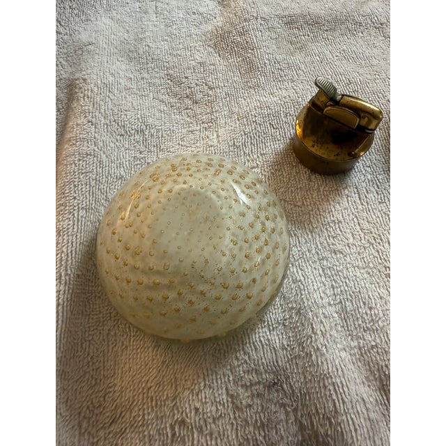 Mid 20th Century Murano Art Glass Smoking Set, Bullicante White With Gold Flecks For Sale - Image 9 of 18