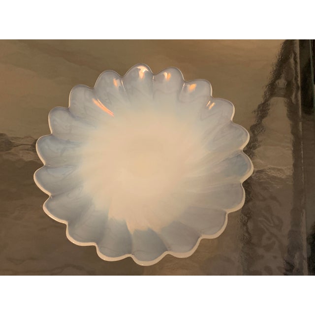 Traditional Vintage Translucent White Petal Shaped Cookie Cake Plate Stand Fruit Bowl For Sale - Image 3 of 5