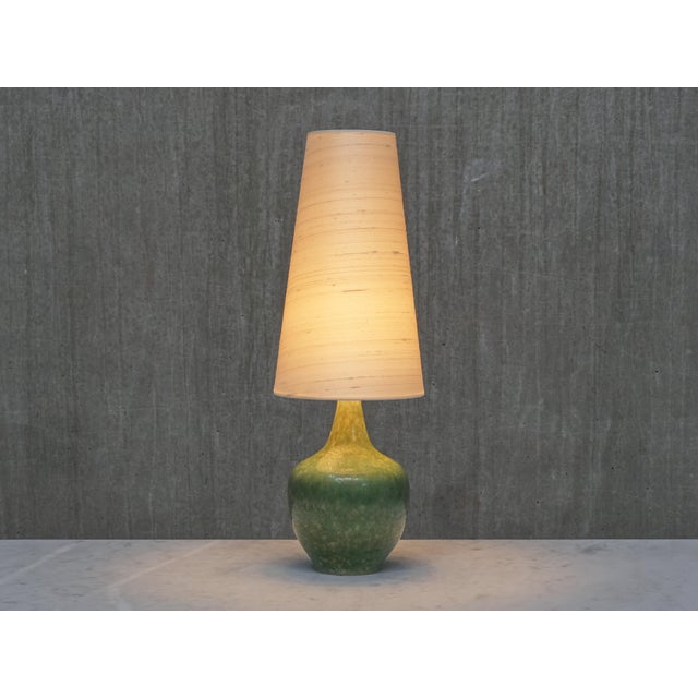 Textile Green Ceramic Table Lamp by Carl-Harry Stålhane for Rörstrand, Sweden, 1950s For Sale - Image 7 of 11