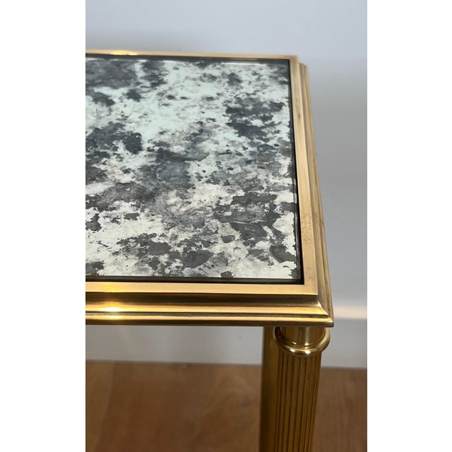 1940s Pair of brass side tables with oxidized mirror tops by Maison Baguès For Sale - Image 9 of 12