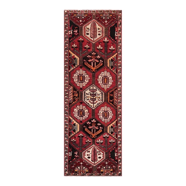 Shabby Chic Tabriz Red/Rust Wool Runner Rug- 3'7'' X 9'10'' For Sale