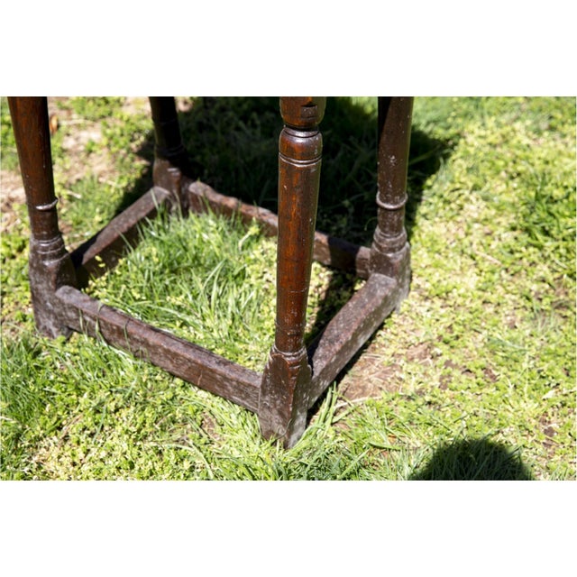 Antique English Rectangular Oak Joint Stool For Sale - Image 4 of 8