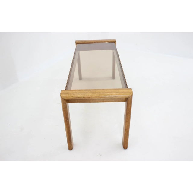 Brown Oak and Glass Coffee Table, Finland, 1960s For Sale - Image 8 of 9