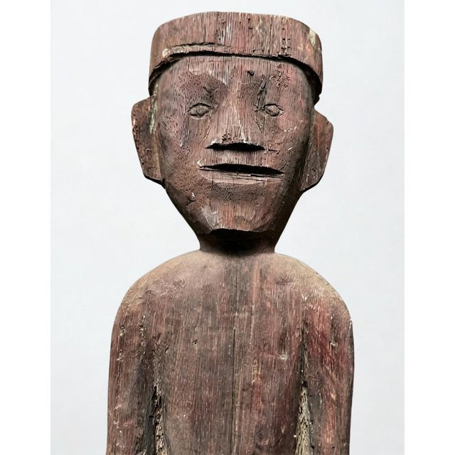 Tribal Vintage Dayak Hampatong Guardian Figure - Indonesian Tribal Ancestor Sculpture, Borneo Ironwood 30.25" For Sale - Image 3 of 13
