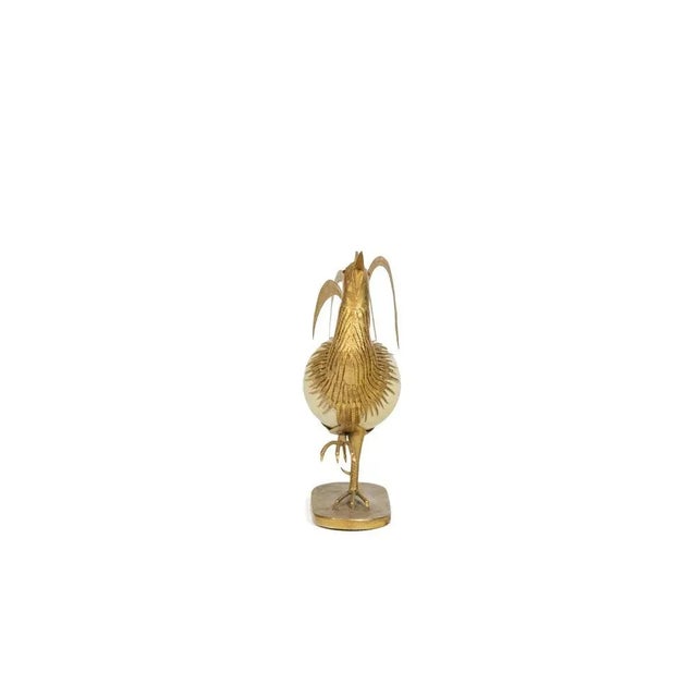 Gilded Brass Rooster in Ostrich Egg, 1970s For Sale - Image 3 of 12