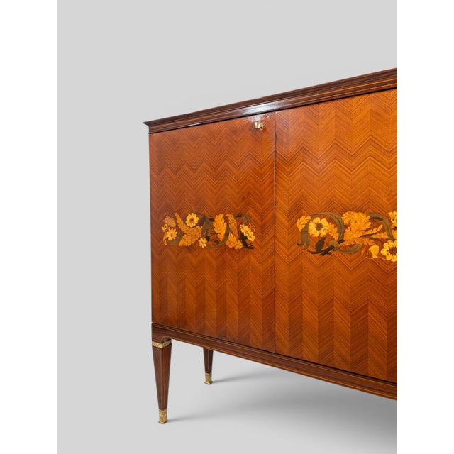 Mid-Century Italian Sideboard with Floral Marquetry by Paolo Buffa, 1950s For Sale - Image 15 of 18