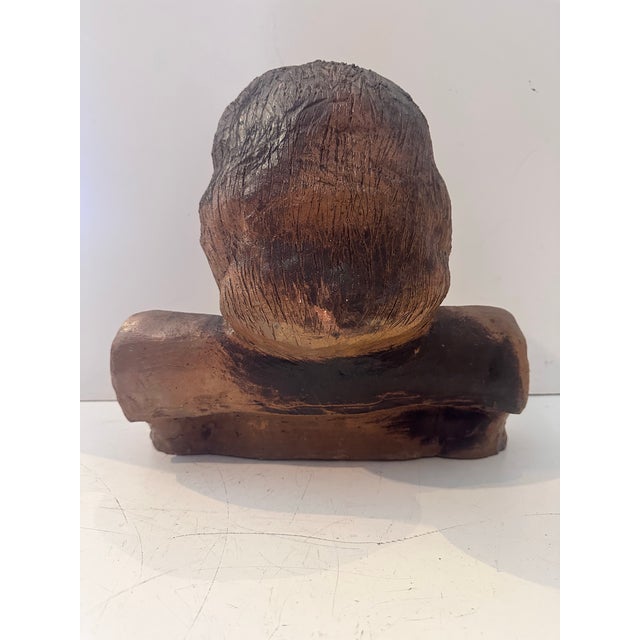 Brown Vintage Ceramic Female Bust Sculpture For Sale - Image 8 of 12
