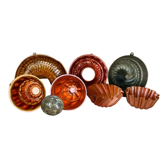 8 Vintage Copper Baking Molds Kitchen Collectibles For Sale