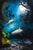 In "Night Stalker," a serene underwater scene unfolds, illuminated by the soft glow of a full moon above. The swirling...