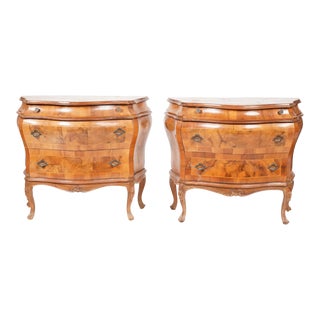 Mid 20th Century A Pair of Italian Rococo-Style Bombe Commodini For Sale