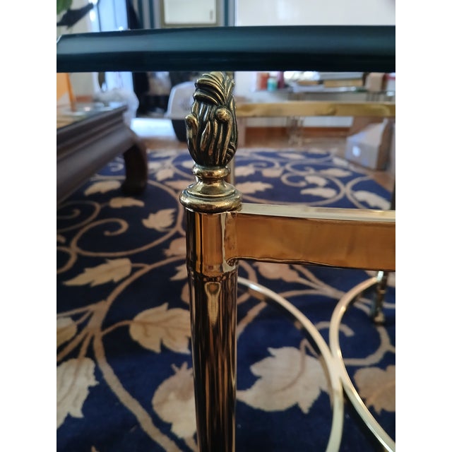 Vintage Brass and Glass La Barge Style Side Lamp Table For Sale - Image 6 of 10
