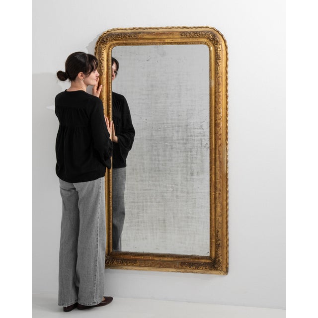 Gold 19th Century France Louis XV Gold Wood Mirror For Sale - Image 8 of 8