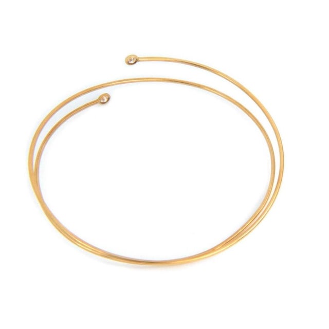 Contemporary Mid 20th Century Tiffany & Co. Peretti Diamond Hoop 18k Yellow Gold Bangle Bracelet For Sale - Image 3 of 5