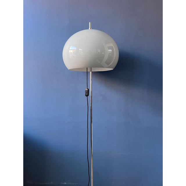 Mid-Century White Mushroom Floor Lamp with Acrylic Glass Shade For Sale - Image 6 of 13