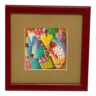 1980s Haitian Original Miniature Oil on Board For Sale