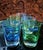 Beautiful and rare, new Villeroy & Boch (7) piece art deco, multicolor crystal and glass whiskey glasses, circa 2000-2009....