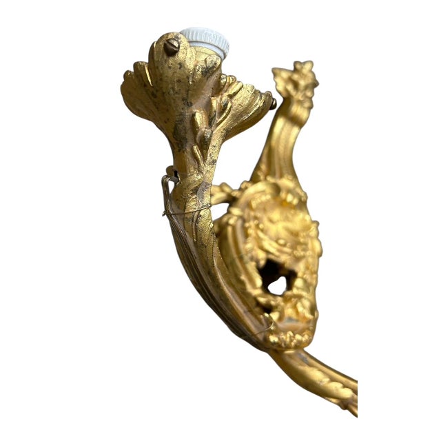 Pair French Art Nouveau Dore' Bronze Sconces Ca. 1900 For Sale - Image 4 of 5