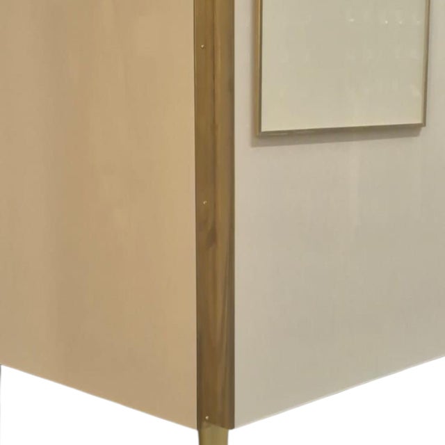 Italian Sideboard in Ivory Glass and Brass from Justfurnituress SRL, Set of 2 For Sale - Image 4 of 13