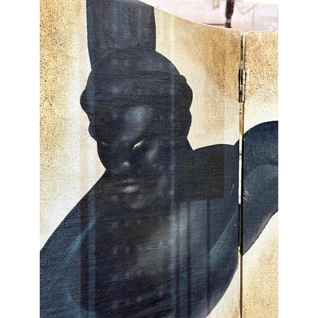 Early 20th Century Art Deco 3 Part Screen after Major Felton’s Warrior & Tiger by F. Wilcox For Sale - Image 4 of 18