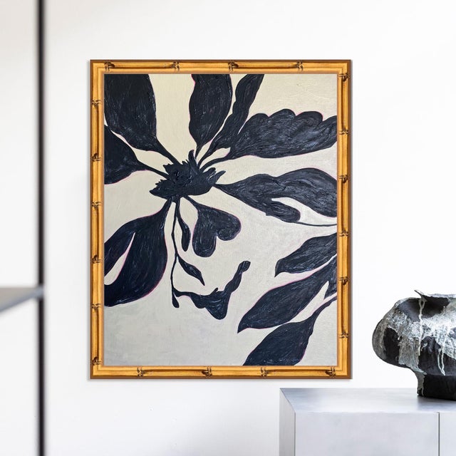 Price:$528.00 Abstract Botanical Acrylic Painting on Canvas, Framed Original Modern Organic Art by Tatiana Duperault...