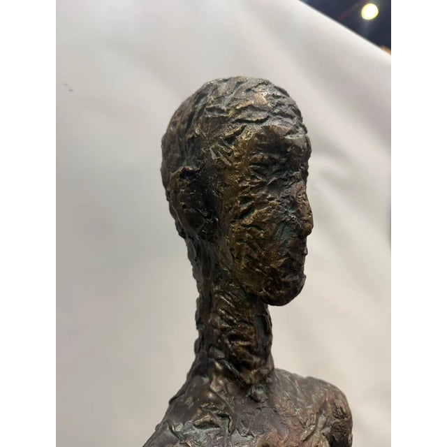 Monumental Patinated Fiberglass Figure Sculpture Style of Alberto Giacometti For Sale - Image 4 of 5