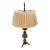 Antique Solid Brass Cannonball Table Lamp and Pleated Shade For Sale