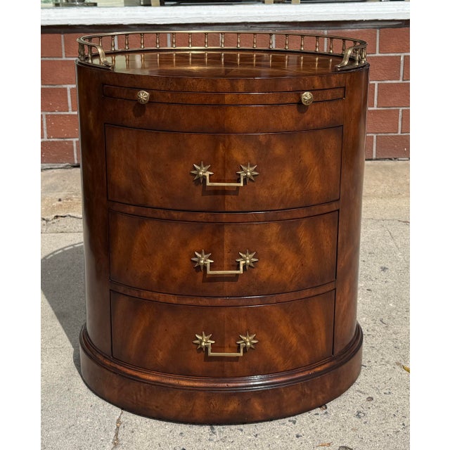 Maitland - Smith Regency Style Maitland Smith Oval Mahogany Night Stand End Table For Sale - Image 4 of 5