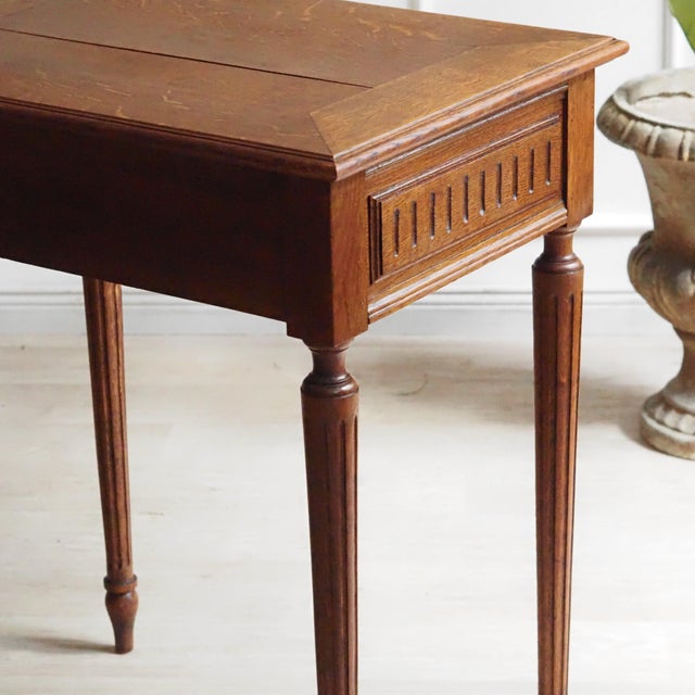 Louis XVI Style Side Table with Mirror and Compartments in Oak, 1900 For Sale - Image 11 of 18