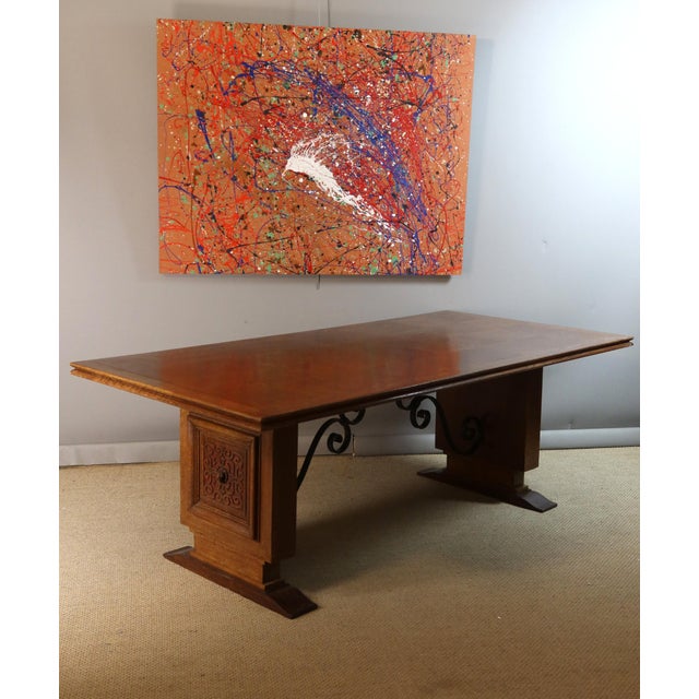 Large Art Deco Oak Table, 1930s For Sale - Image 14 of 16
