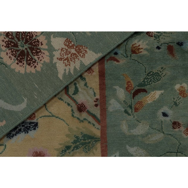 Textile Rug & Kilim Chinese Style Art Deco Rug in Gold with Multicolor Floral Patterns - 9'x12' For Sale - Image 7 of 8