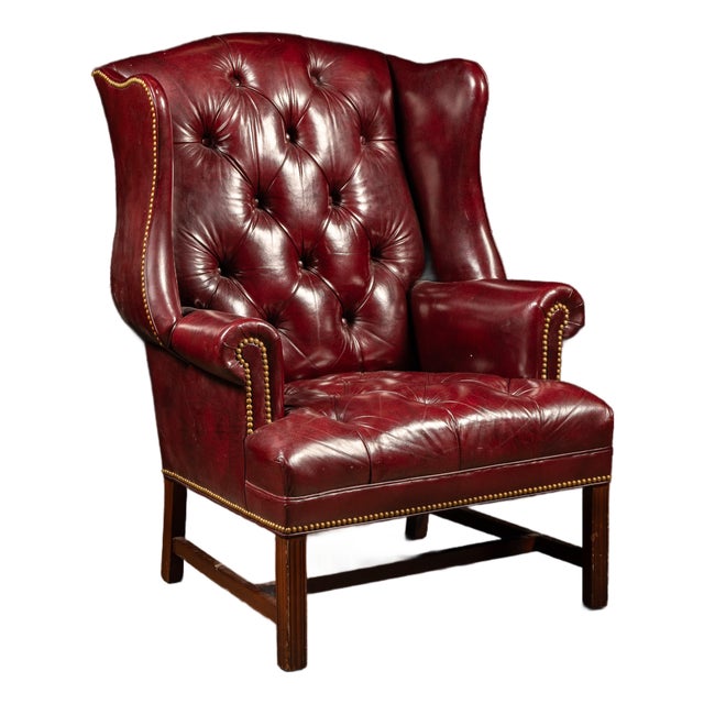 Vintage Tufted Leather Chesterfield Armchair in Burgundy by Hancock & Moore For Sale