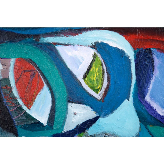 Late 20th Century Multicolor Abstract Expressionist With Red, Blue, & Green by Catherine Freethy For Sale - Image 5 of 11