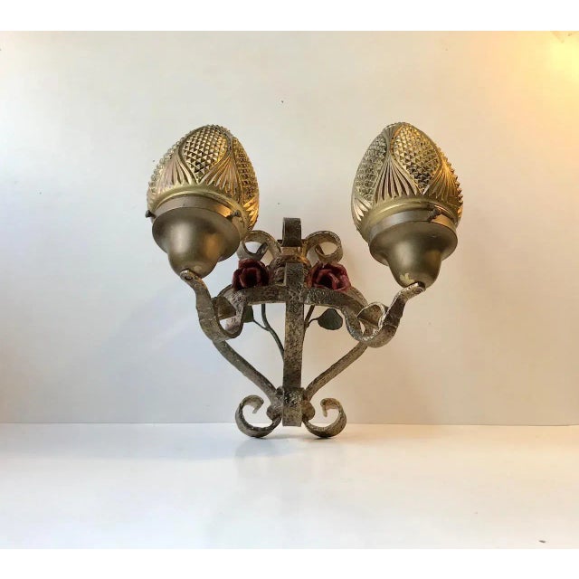 French Wrought Iron Sconce, 1920s For Sale - Image 9 of 9