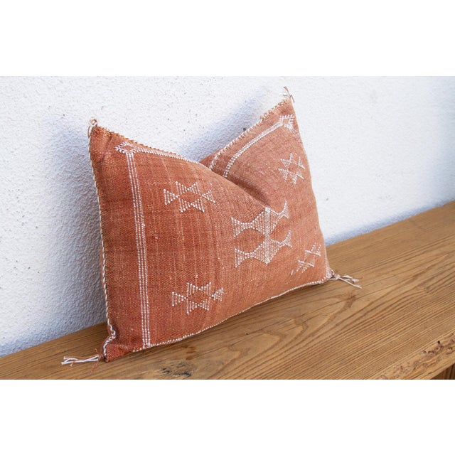 Terracotta Star Lumbar Moroccan Silk Pillow For Sale - Image 4 of 8