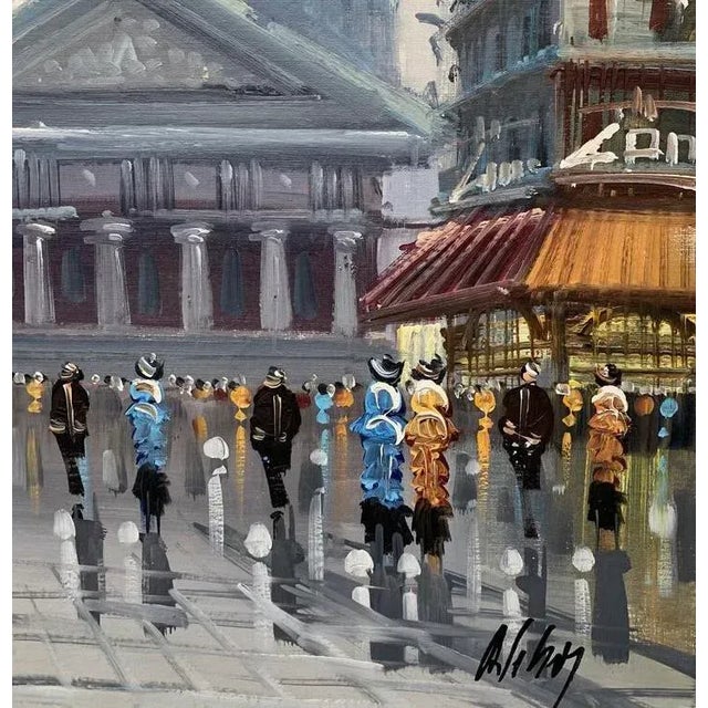 Figurative Original Vintage Listed Antonio DeVity Paris Street Scene Painting Original Vintage Frame 1950’s For Sale - Image 3 of 5