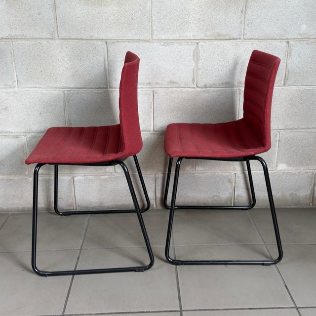2000 - 2009 Gaber Kanvas Chairs by Stefano Sandonà in Metal and Red Fabric, 2000s, Set of 2 For Sale - Image 5 of 13