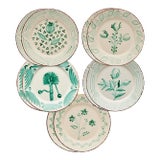 Image of Casa Nuno Green and White Dinner Plates, Mixed Patterns, Set of 10 For Sale