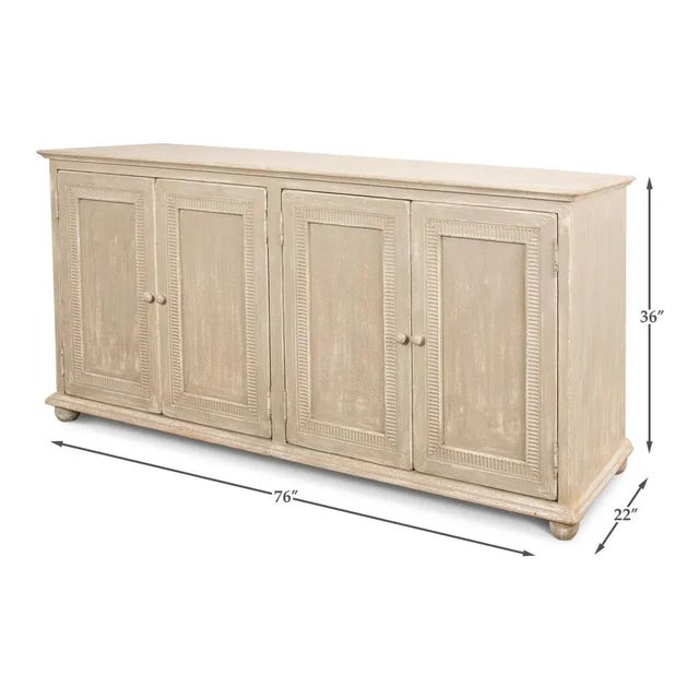 Beige Coastal Beach Four Door Buffet For Sale - Image 8 of 8