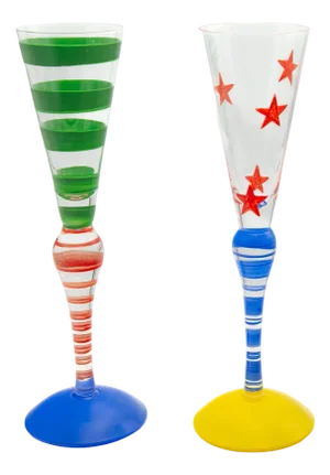 Clown Champagne Flutes by Anne Nilsson for Orrefors, Sweden, 1992, Set of 2