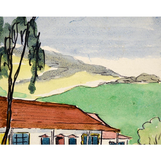 Beautiful mid century watercolor of a design proposal for the village Fair Antiques "Apple Barn" in Aptos, California by...