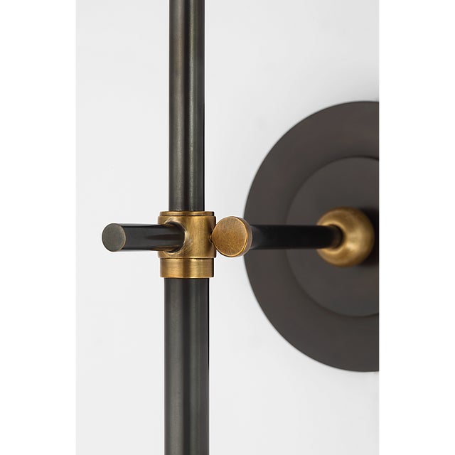 Visual Comfort Thomas O'Brien for Visual Comfort Signature Bryant 27" Cordless Tail Sconce in Bronze and Hand-Rubbed Antique Brass with Linen Shade For Sale - Image 4 of 13
