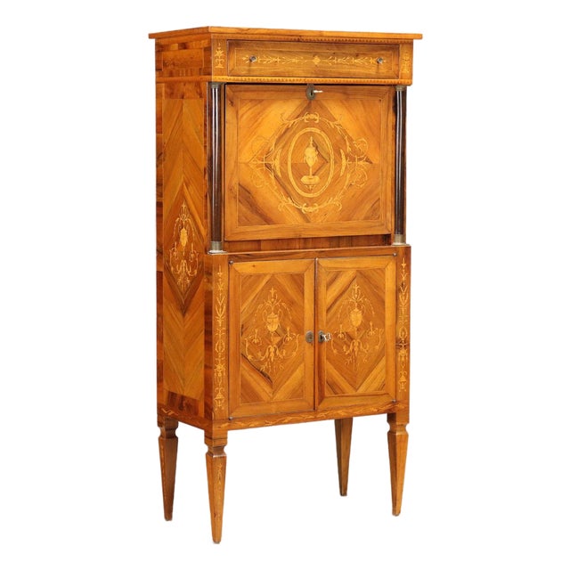 Vintage Empire Secretaire in Walnut For Sale