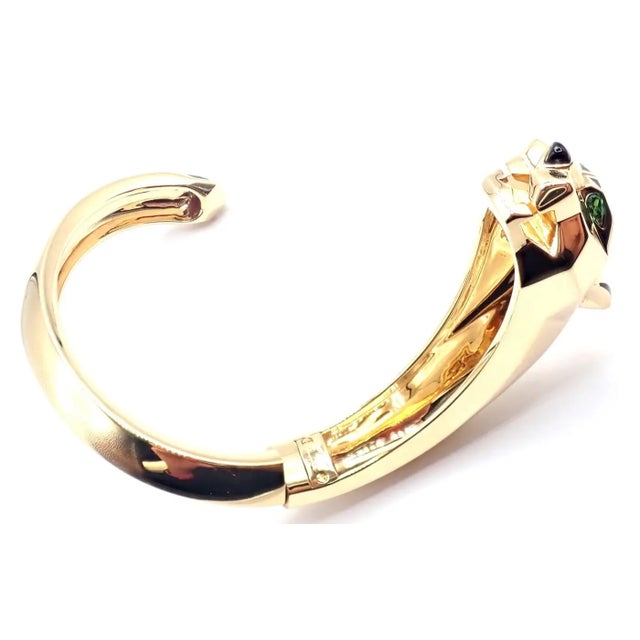 Cartier Panther Panthere Tavorite Onyx Yellow Gold Size 16 Bangle Bracelet For Sale In Philadelphia - Image 6 of 13