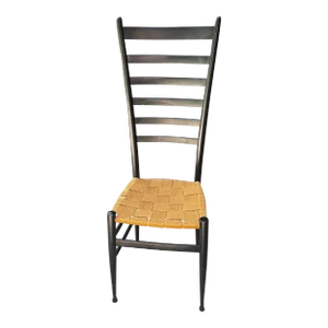 Mid 20th Century Tall Ladder Back Chair Attributed Gio Ponti Style