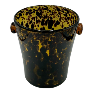 Vintage Tortoise Shell Brown Glass Ice Bucket Barware