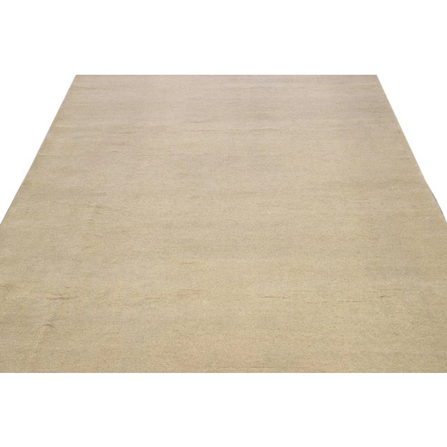 Moroccan Modern Moroccan Style Handmade Solid Beige Wool Rug For Sale - Image 3 of 10