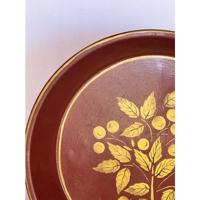 1800s Antique Toleware Tray with Yellow Handpainted Details. Great to hang on a wall or display on a stand